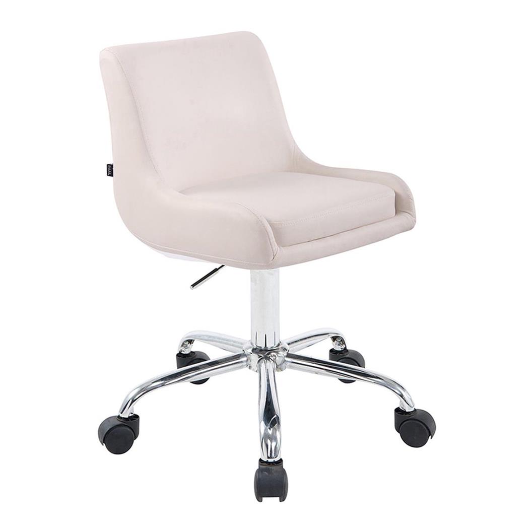 Cadeira de Escritório ASIA, Base Metálica, Design Moderno, Em Pele, Cor Branco