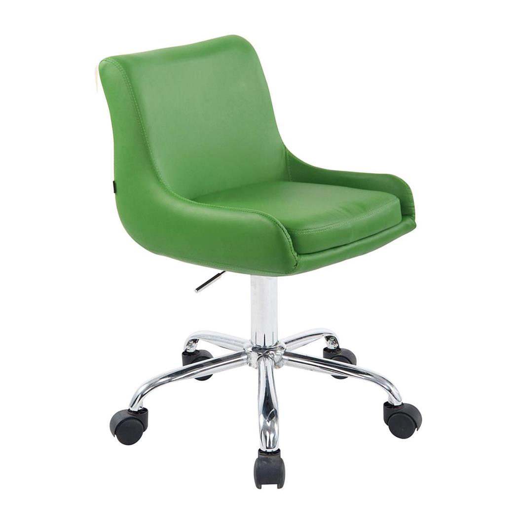 Cadeira de Escritório ASIA, Base Metálica, Design Moderno, Em Pele, Cor Verde