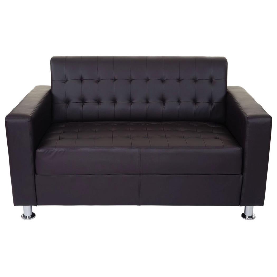 Sofá de 2 Lugares PRADI, Design Clássico e Elegante, Em Pele, Cor Castanho