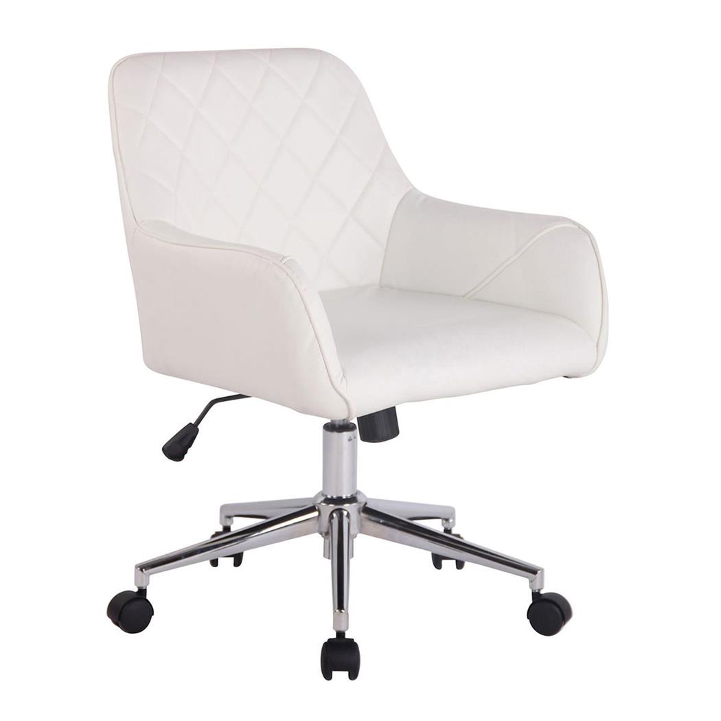 Cadeira de Escritório DARY, Estructura Metálica, Em Pele, Cor Branco