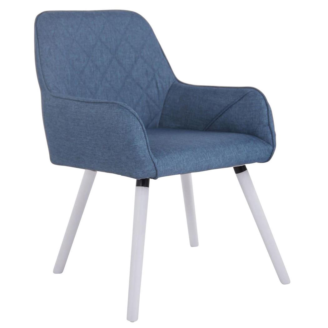 Cadeira de Visita DARY V PANO, Design Moderno, Pernas Brancas, Em Cor Azul