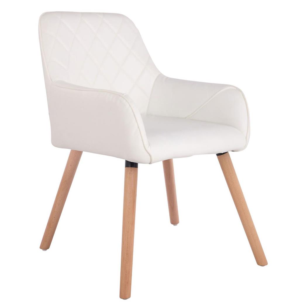 Cadeira de Visita DARY V, Design Moderno, Pernas Claras, Em Pele, Cor Branco
