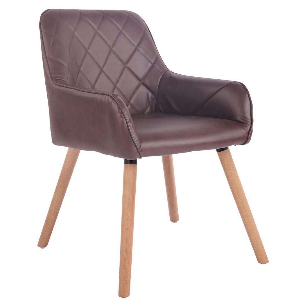 Cadeira de Visita DARY V, Design Moderno, Pernas Claras, Em Pele, Cor Bordeaux