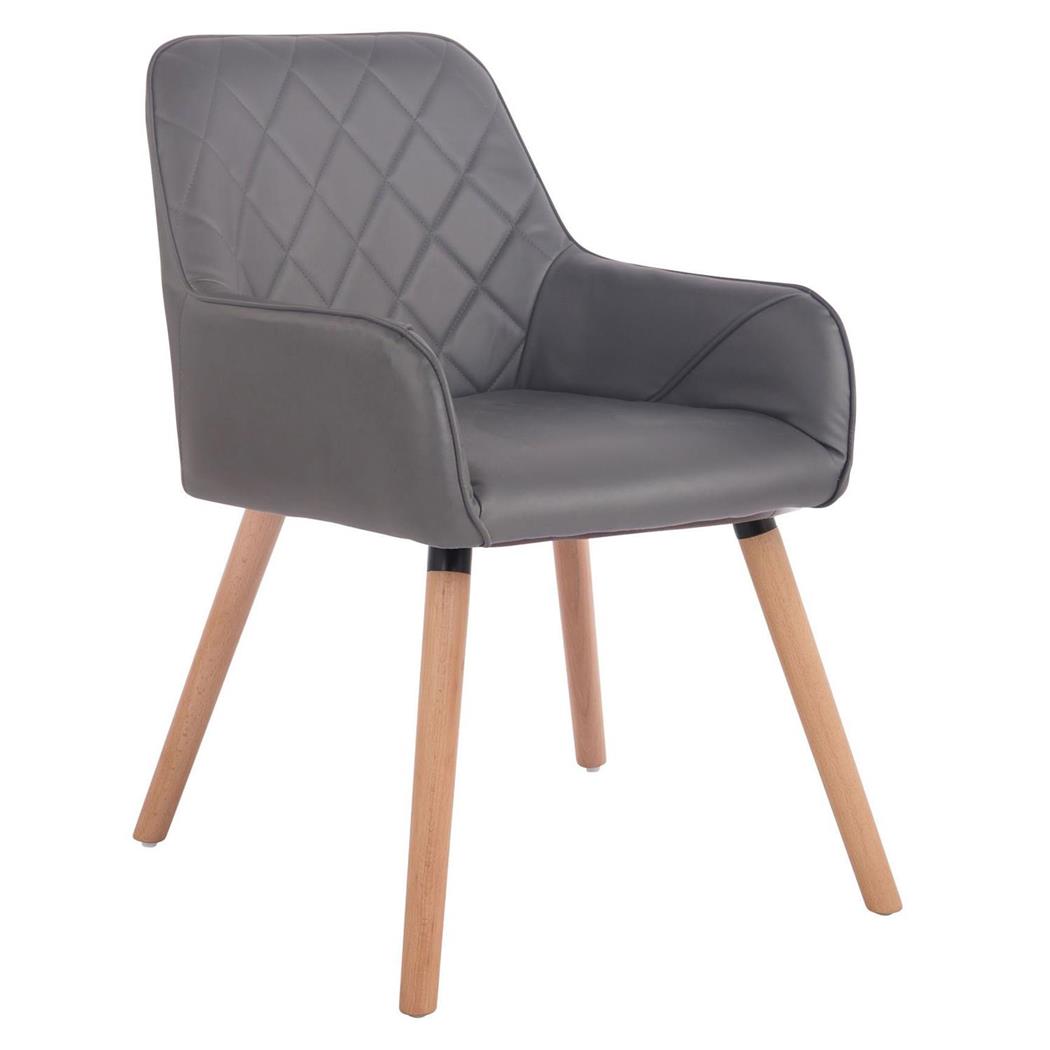 Cadeira de Visita DARY V, Design Moderno, Pernas Claras, Em Pele, Cor Cinzento