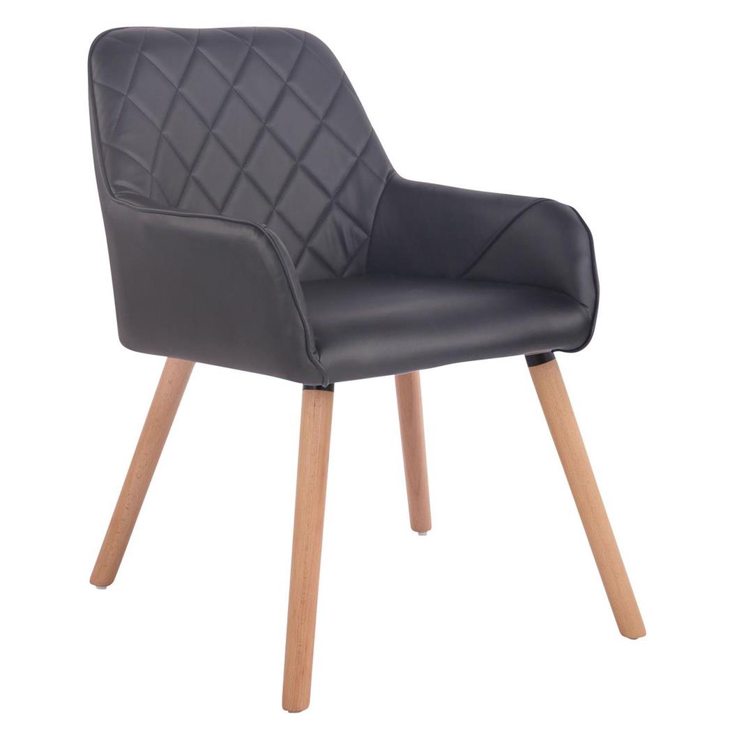 Cadeira de Visita DARY V, Design Moderno, Pernas Claras, Em Pele, Cor Preto