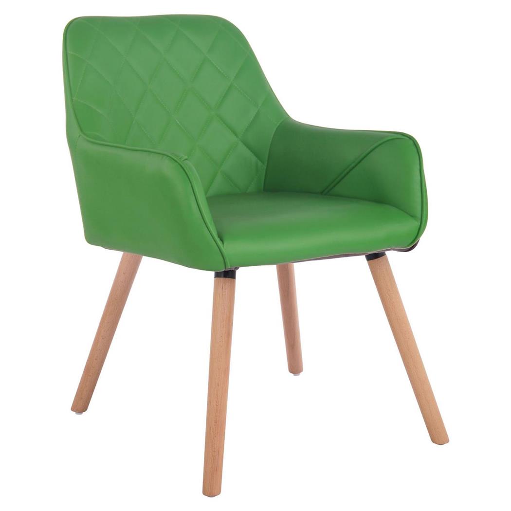 Cadeira de Visita DARY V, Design Moderno, Pernas Claras, Em Pele, Cor Verde