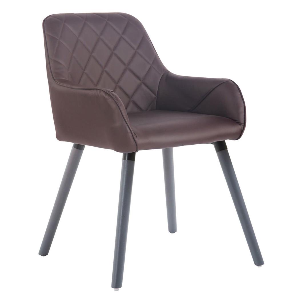Cadeira de Visita DARY V, Design Moderno, Pernas Cinza, Em Pele, Cor Castanho