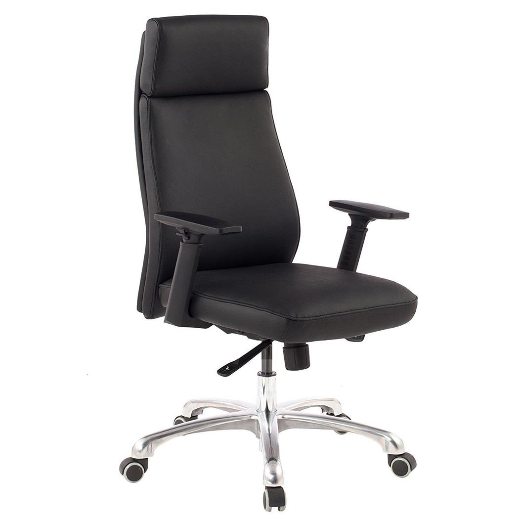 Poltrona de Escritório TRINIDAD, Ergonómica, Base metálica, Em Pele, Cor Preto