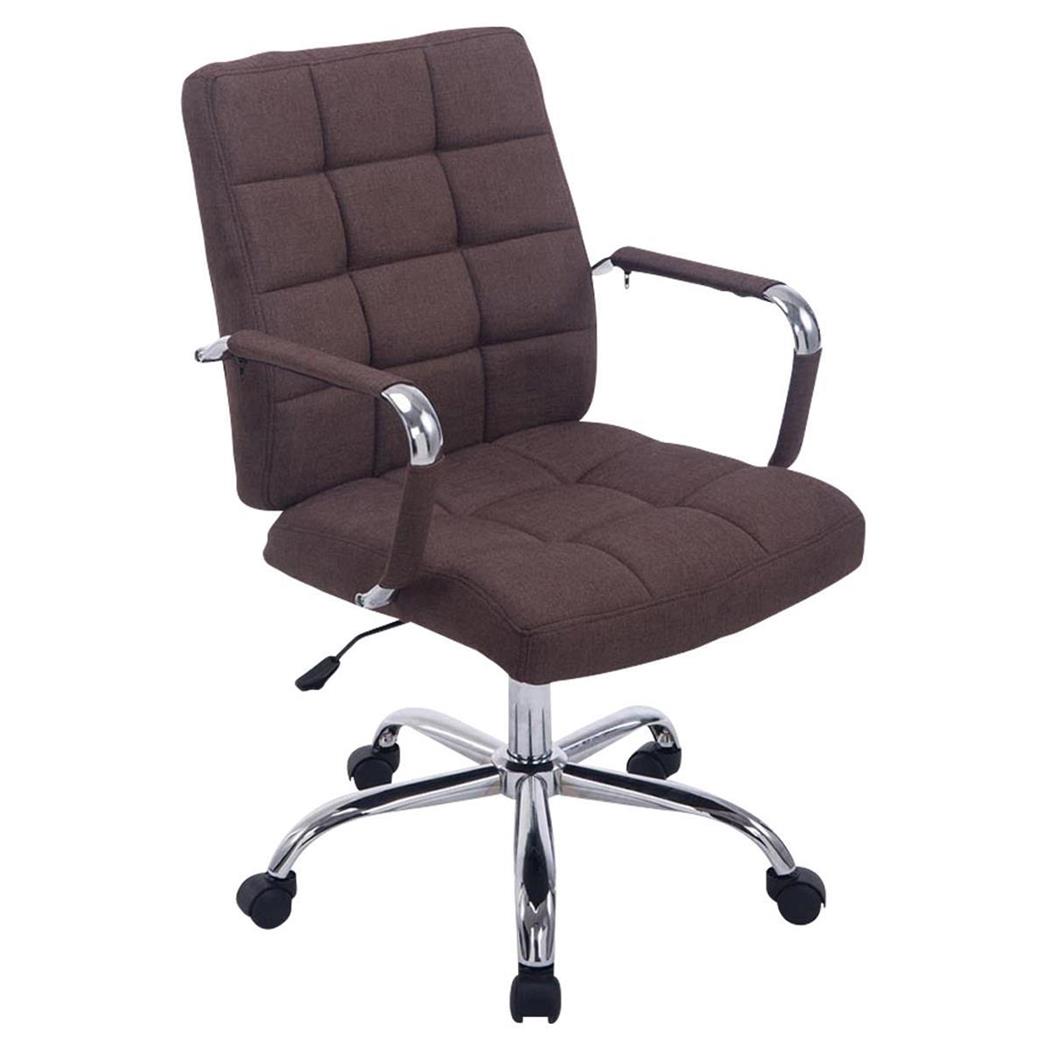Cadeira de Escritório DELAN PANO, Acolchoado Espesso, Base Metálica, Cor Castanho