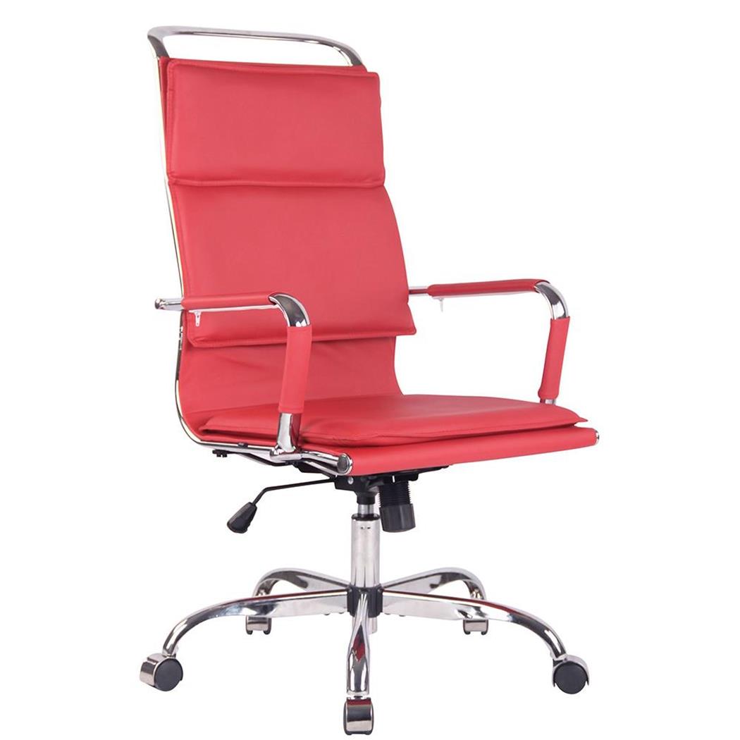 Cadeira de Escritório QUEBEC, Elegante, Confortável, Em Pele, Cor Vermelho