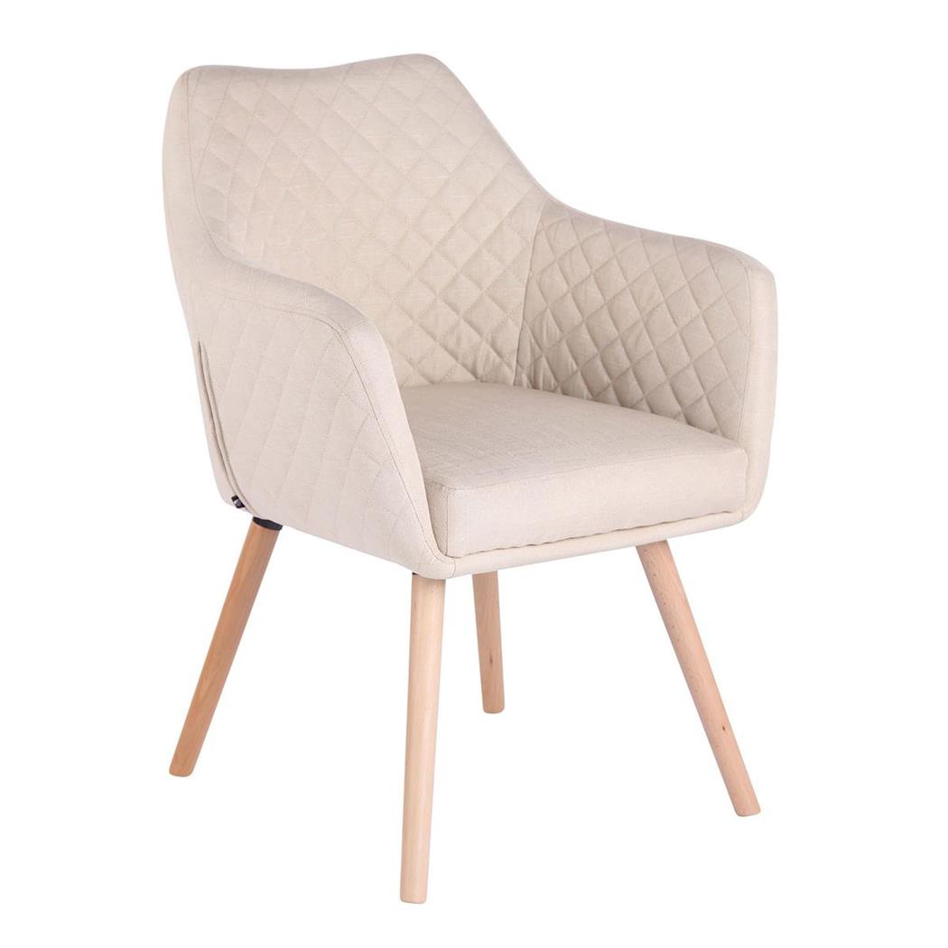 Cadeira de Visita BASILEIA PANO, Comodidade, Pernas Claras, Cor Creme