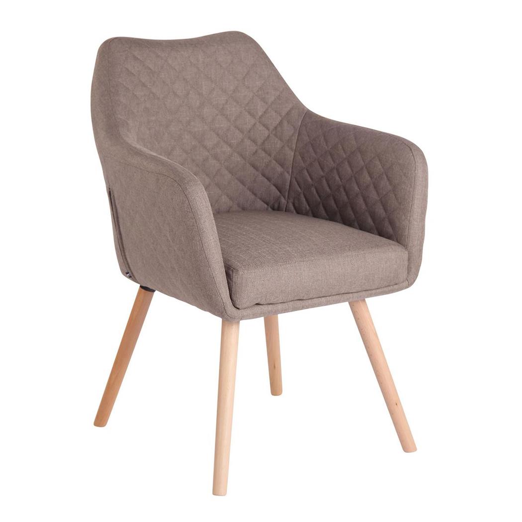 Cadeira de Visita BASILEIA PANO, Comodidade, Pernas Claras, Cor Castanho Claro