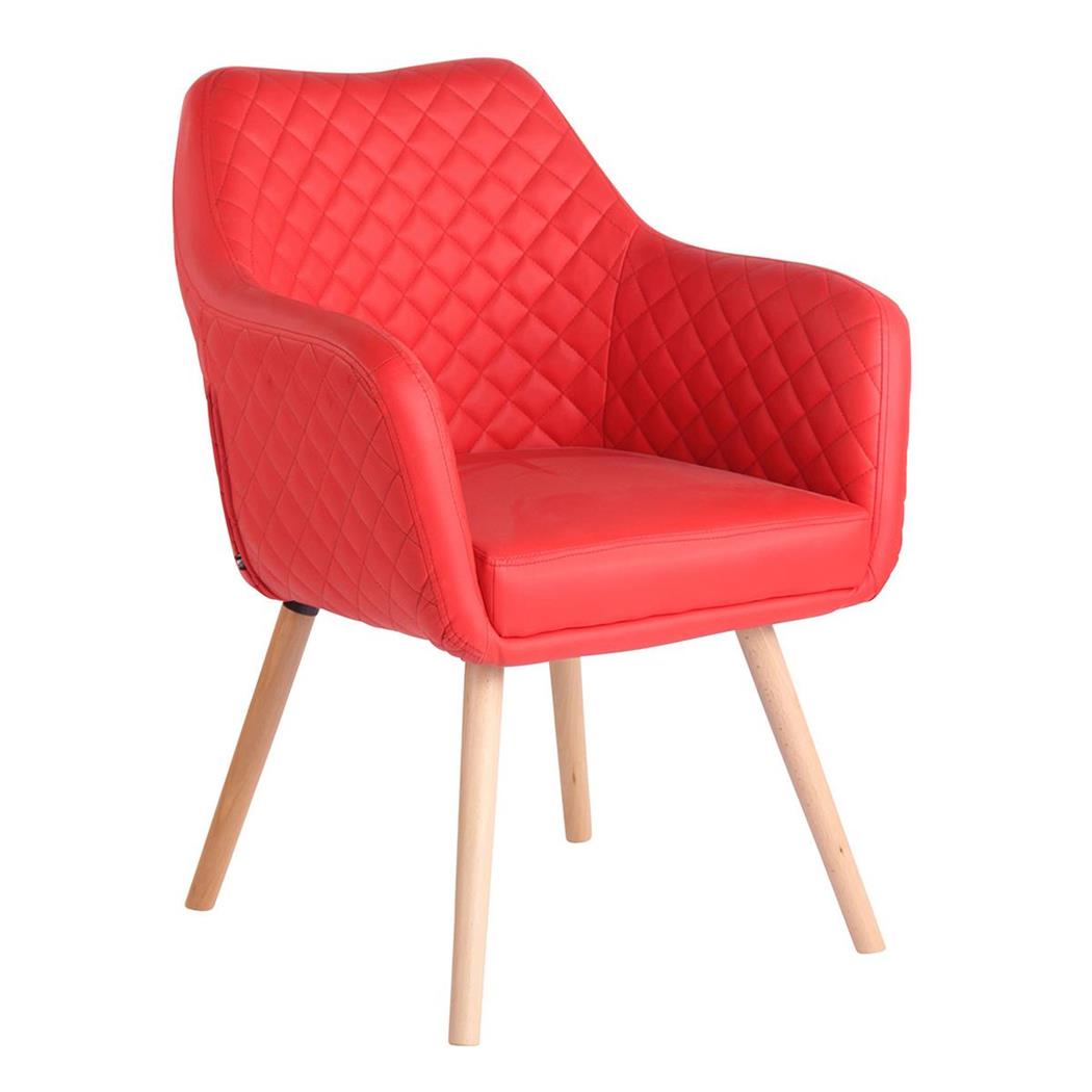 Cadeira de Visita BASILEIA, Comodidade, Pernas Claras, Em Pele, Cor Vermelho