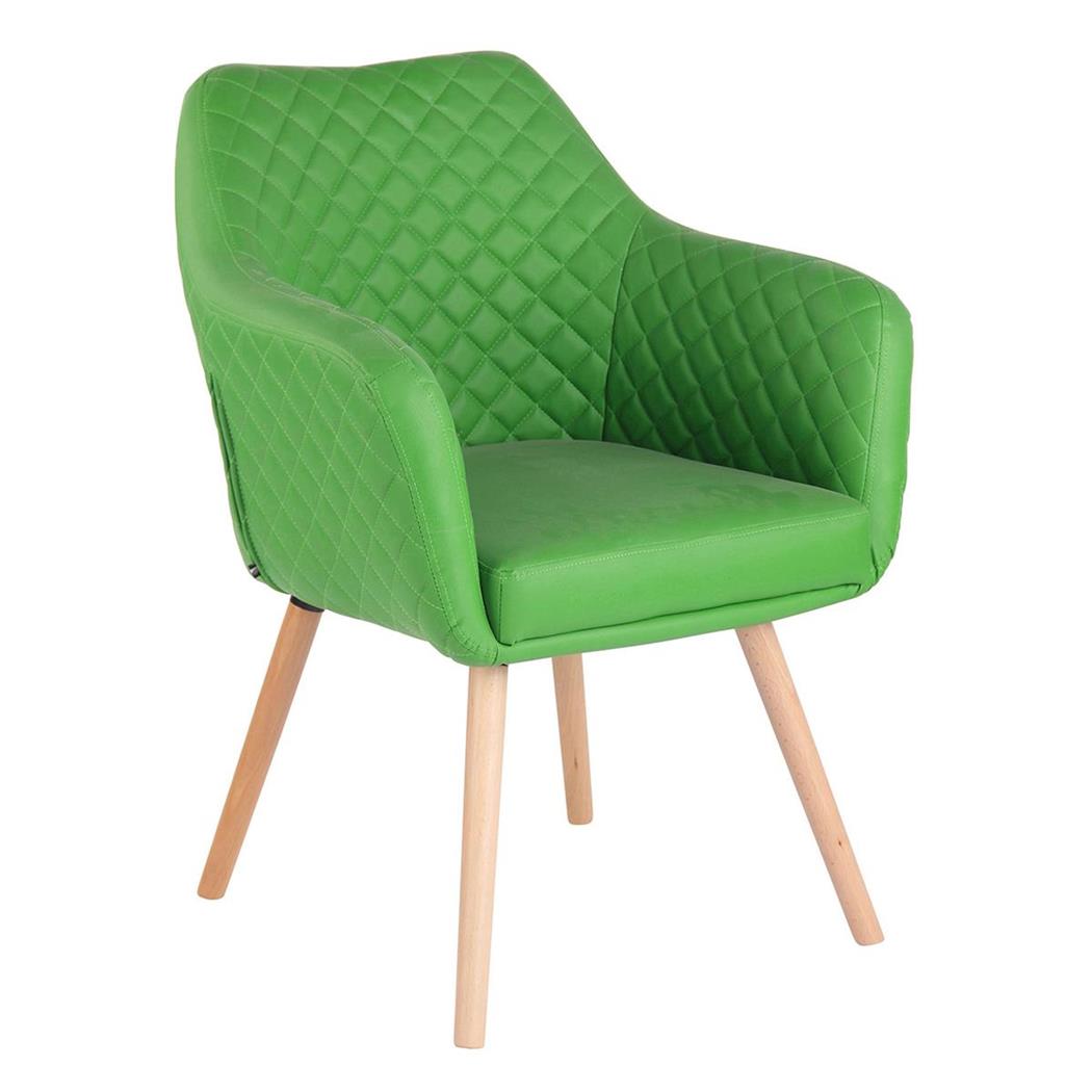 Cadeira de Visita BASILEIA, Comodidade, Pernas Claras, Em Pele, Cor Verde