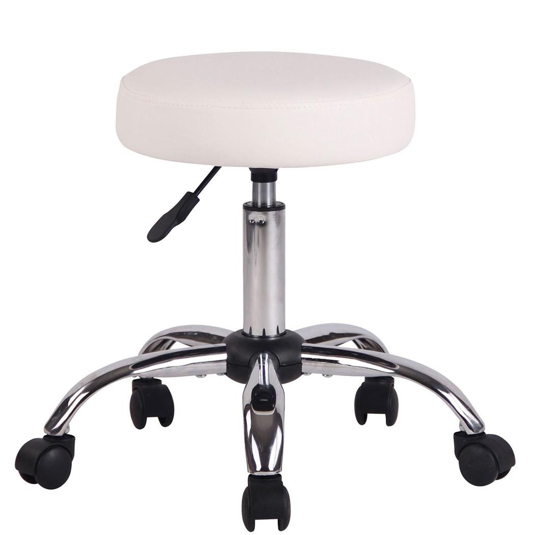 Banco de Escritório POLY, Base Metálica Cromada, Altura Ajustável, Cor Branco