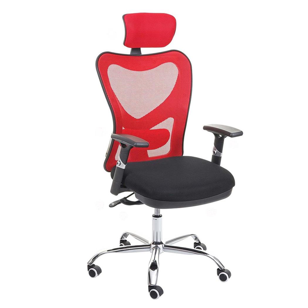 Cadeira Ergonómica LUCIA, Totalmente Ajustável, Uso de 8H, Cor Vermelho
