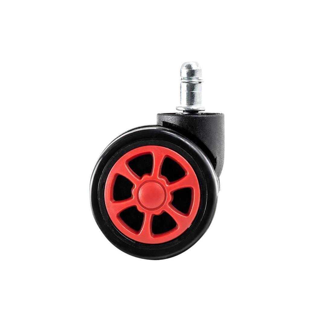 5x Rodas Para Cadeira de Escritório, 11x55mm, Design Gaming, Cor Vermelho