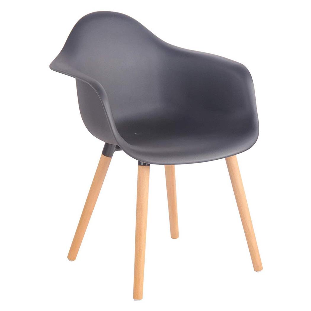 Cadeira de Visita MARA, Design Cómodo, Pernas de Madeira Clara, Cor Preto