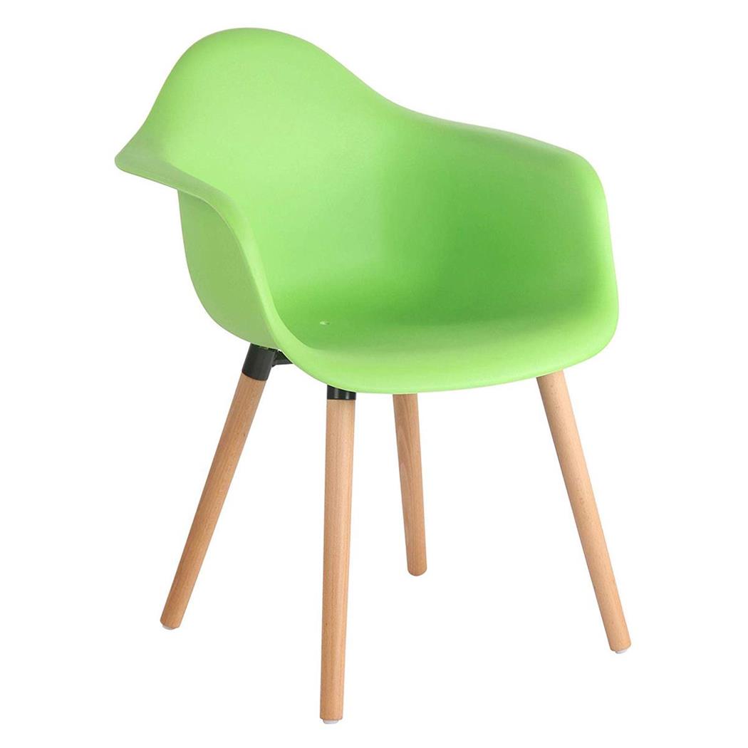 Cadeira de Visita MARA, Design Cómodo, Pernas de Madeira Clara, Cor Verde