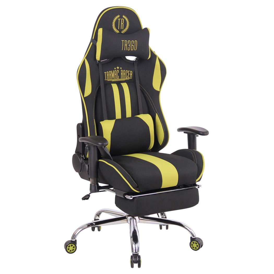 Cadeira Gaming LAUDA PANO, Almofada Lombar e Cervical, Apoia Pés Extensível, Preto / Verde