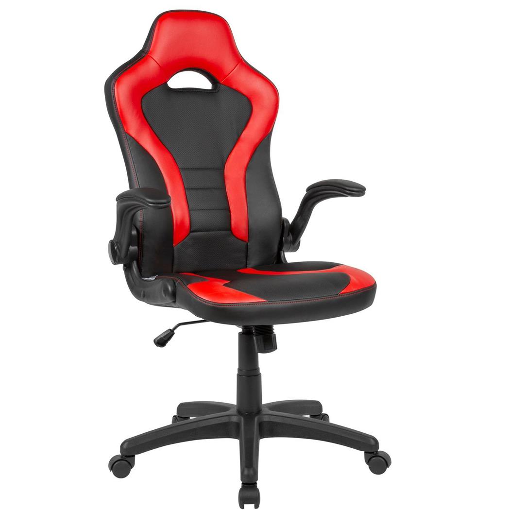 Cadeira Gaming CASIPI, Apoia Braços Dobráveis, Máxima Comodidade, Cor Vermelho / Preto