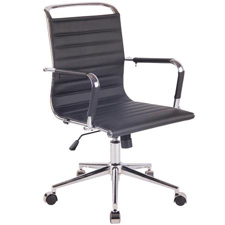 Cadeira de Escritório ZURIQUE, Design Elegante, Costuras Visíveis, Em Pele, Preto