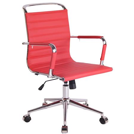 Cadeira de Escritório ZURIQUE, Design Elegante, Costuras Visíveis, Em Pele, Vermelho