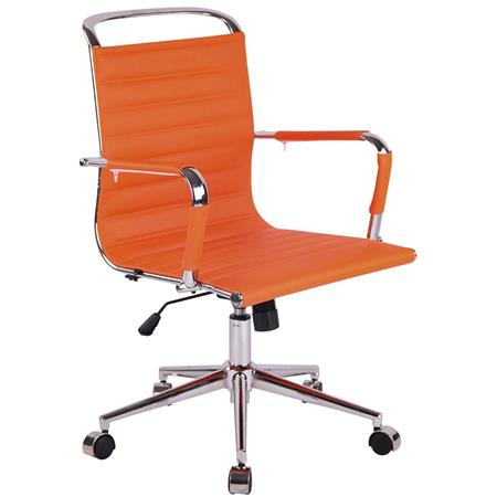 Cadeira de Escritório ZURIQUE, Design Elegante, Costuras Visíveis, Em Pele, Laranja