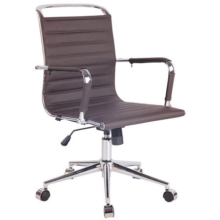 Cadeira de Escritório ZURIQUE, Design Elegante, Costuras Visíveis, Em Pele, Castanho Escuro