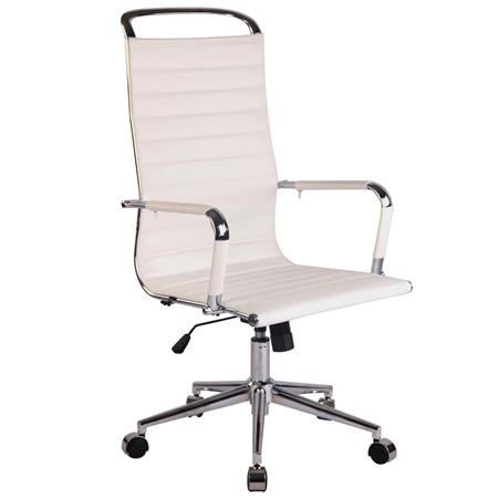 Cadeira de Escritório ZURIQUE, Encosto Alto, Design Elegante, Em Pele, Branco