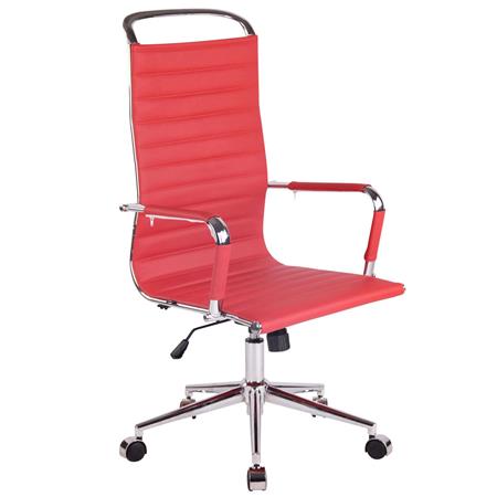 Cadeira de Escritório ZURIQUE, Encosto Alto, Design Elegante, Em Pele, Vermelho