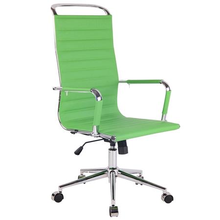 Cadeira de Escritório ZURIQUE, Encosto Alto, Design Elegante, Em Pele, Verde