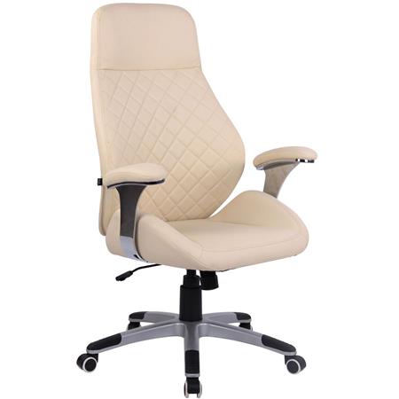 Poltrona de Escritório DRESDEN, Encosto Alto, Comodidade, Em Pele, Cor Creme
