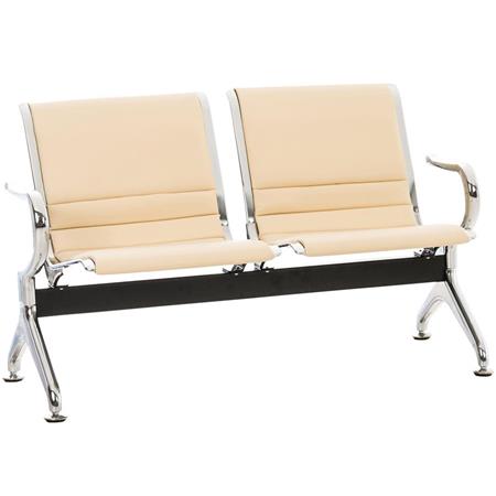 Bancada 2 Lugares, AURORA, Estructura Metálica, Assento Em Pele, Cor Creme