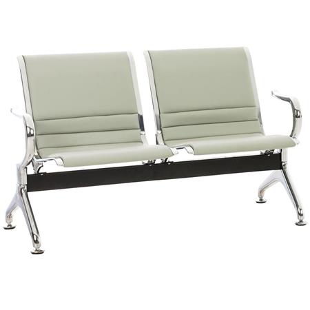 Bancada 2 Lugares, AURORA, Estructura Metálica, Assento Em Pele, Cor Cinzento