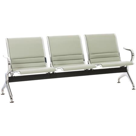 Bancada 3 Lugares, AURORA, Estructura Metálica, Assento Em Pele, Cor Cinzento