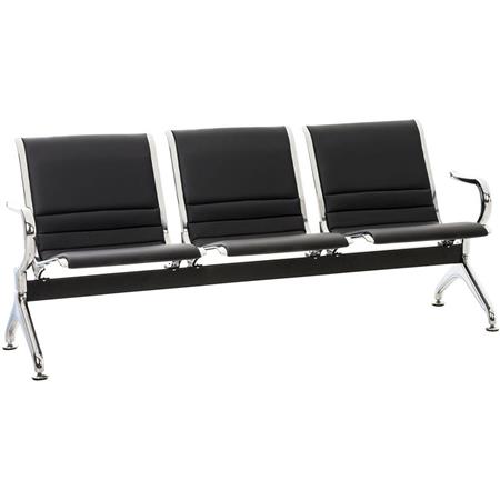 Bancada 3 Lugares, AURORA, Estructura Metálica, Assento Em Pele, Cor Preto