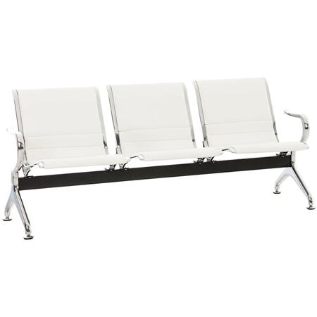 Bancada 3 Lugares, AURORA, Estructura Metálica, Assento Em Pele, Cor Branco