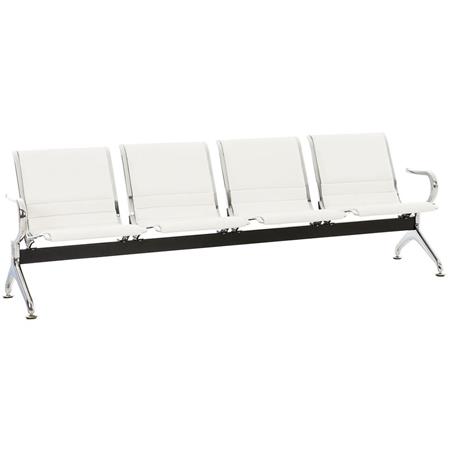 Bancada 4 Lugares, AURORA, Estructura Metálica, Assento Em Pele, Cor Branco