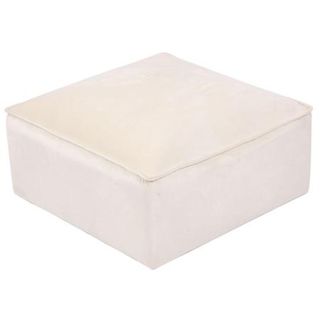 Puff Quadrado PRAIA, Modelo Elegante, Acabamento em Veludo, Cor Creme