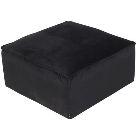 Puff Quadrado PRAIA, Modelo Elegante, Acabamento em Veludo, Cor Preto