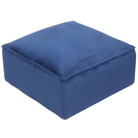 Puff Quadrado PRAIA, Modelo Elegante, Acabamento em Veludo, Cor Azul