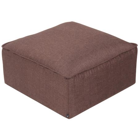 Puff Quadrado PRAIA, Modelo Elegante, Acabamento em Pano, Cor Castanho