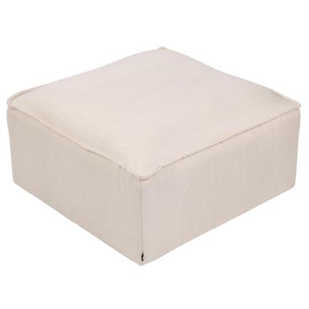 Puff Quadrado PRAIA, Modelo Elegante, Acabamento em Pano, Cor Creme