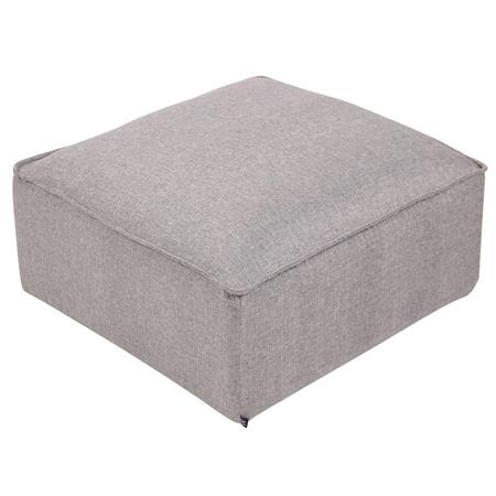 Puff Quadrado PRAIA, Modelo Elegante, Acabamento em Pano, Cor Cinza Claro