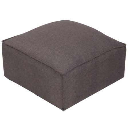 Puff Quadrado PRAIA, Modelo Elegante, Acabamento em Pano, Cor Castanho Claro