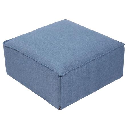 Puff Quadrado PRAIA, Modelo Elegante, Acabamento em Pano, Cor Azul