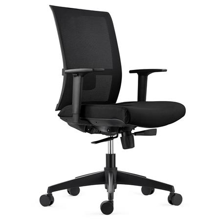 DEMO# Cadeira Ergonómica EXON, Suporte Lombar, Uso 8 Horas, em Pano e Malha, Cor Preto