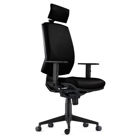 DEMO# Cadeira Ergonómica OLIVER PELE REAL, Com Apoia Cabeças, Grande Acolchoado, Cor Preto