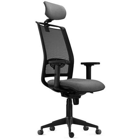Cadeira Ergonómica NEPTUNO, Apoia Cabeças, Suporte Lombar Ajustável, Cinzento
